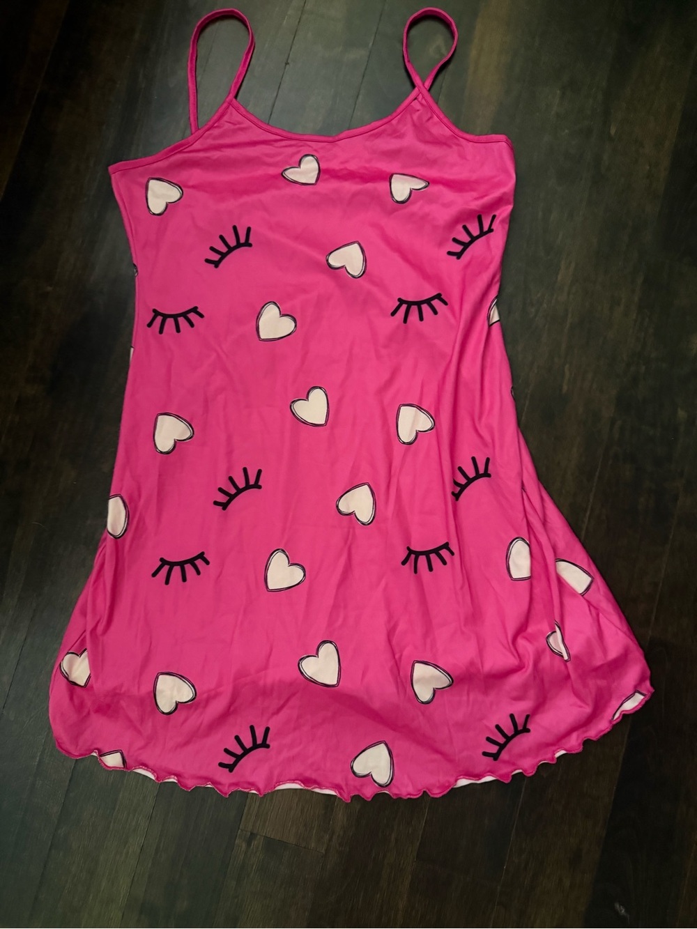 Women’s Hot Pink Heart & Eyelash Nightgown